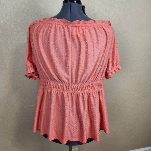 Lane Bryant Peach Convertible Swiss Dot Blouse 22/24 NWT (4784) - Picture 3 of 10